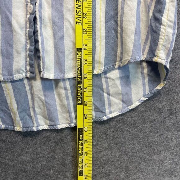 BEACHLUNCHLOUNGE Top Women's XS Blue White Striped Short Sleeve Button Down - Picture 7 of 15